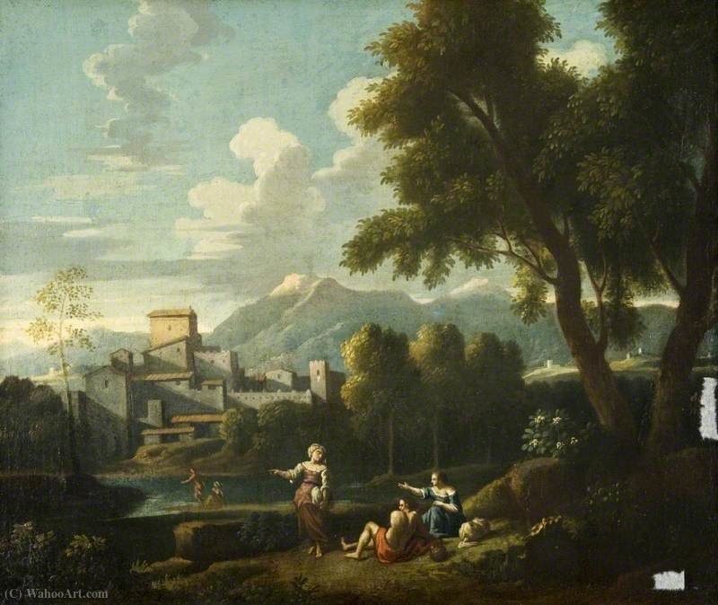 Buy Museum Art Reproductions Landscape with a Building and Distant Mountains by Jan Frans Van Bloemen (1662-1749, Belgium) | ArtsDot.com