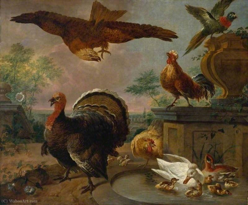Buy Museum Art Reproductions A Turkey and other Fowl in a Park by Jan Griffier | ArtsDot.com