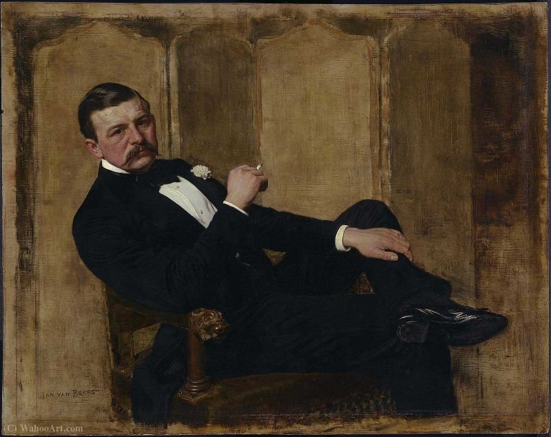 Order Paintings Reproductions Portrait of a Man by Jan Van Beers (1852-1927, Belgium) | ArtsDot.com