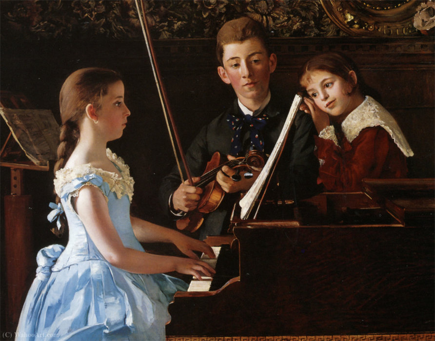Order Oil Painting Replica The recital by Jean Carolus (1814-1897, Belgium) | ArtsDot.com