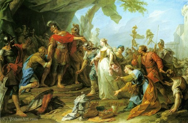 Order Art Reproductions Scipio returning to Allutius his Betrothed by Jean Ii Restout (1692-1768, France) | ArtsDot.com