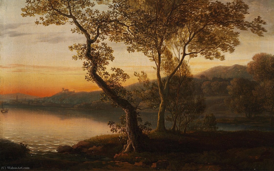 Buy Museum Art Reproductions A late evening after sunset. Twilight. by Jens Jørgensen Juel (1745-1802, Denmark) | ArtsDot.com