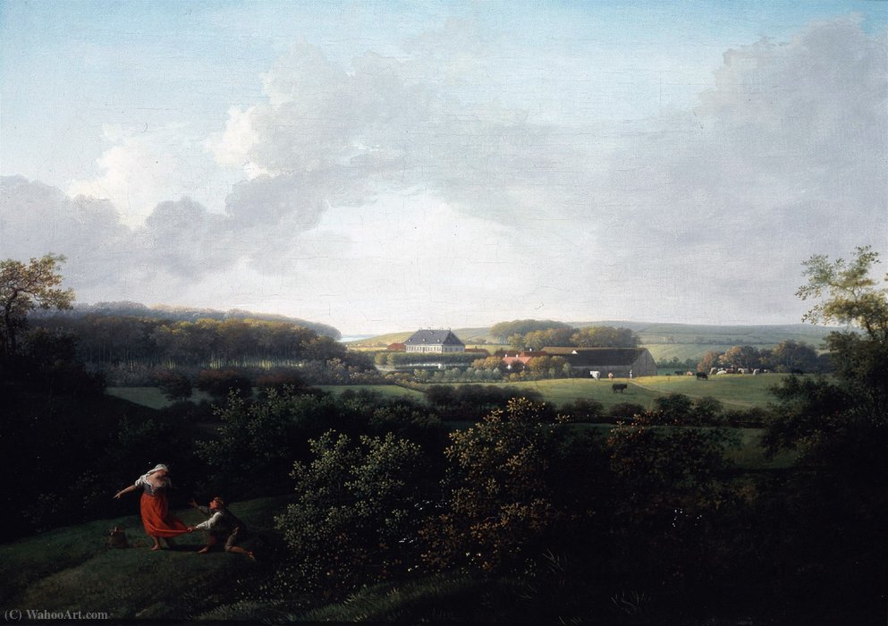 Order Art Reproductions View towards Frederiksgave on Funen by Jens Jørgensen Juel (1745-1802, Denmark) | ArtsDot.com