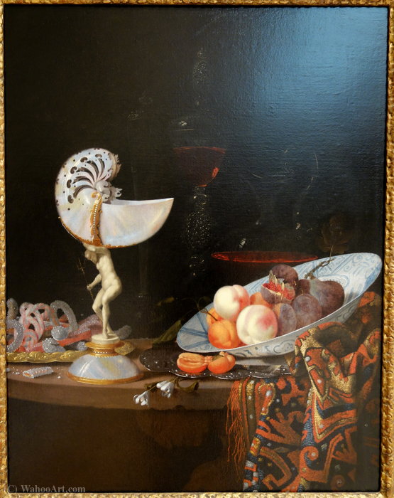 Order Paintings Reproductions Still Life with Nautilus Cup and Fruit by Johann Georg Hinz (1630-1688) | ArtsDot.com