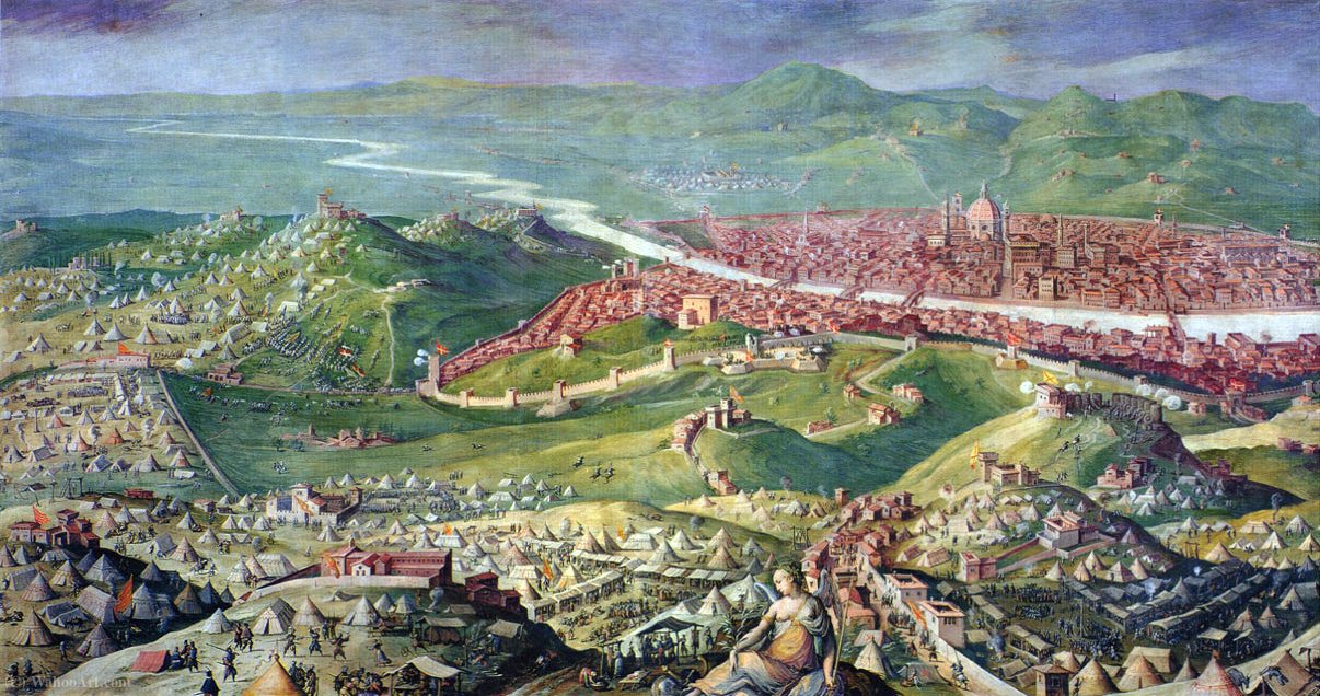 Order Paintings Reproductions Siege of Florence. by Johannes Stradanus (Jan Van Der Straet) (1523-1605, Belgium) | ArtsDot.com