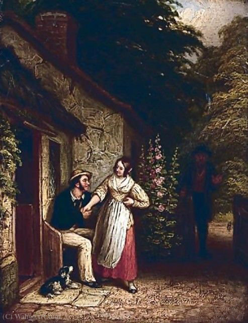 Order Paintings Reproductions The courtship by John Anthony Puller (1799-1886, United Kingdom) | ArtsDot.com