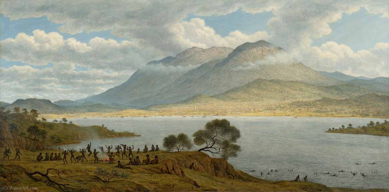 Buy Museum Art Reproductions Mount Wellington and Hobart Town from Kangaroo Point by John Glover (1767-1849, United Kingdom) | ArtsDot.com