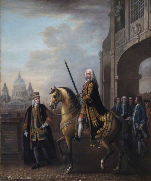 Order Art Reproductions Equestrian Portrait of Sir Richard Hoare II (1709–1754), as Lord Mayor of London, at Temple Bar by John Wootton (1682-1764, United Kingdom) | ArtsDot.com
