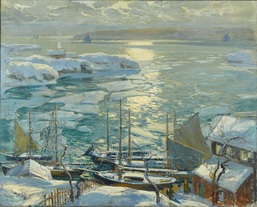 Order Oil Painting Replica The Old Ships Draw to Home Again by Jonas Lie (1880-1940, Norway) | ArtsDot.com