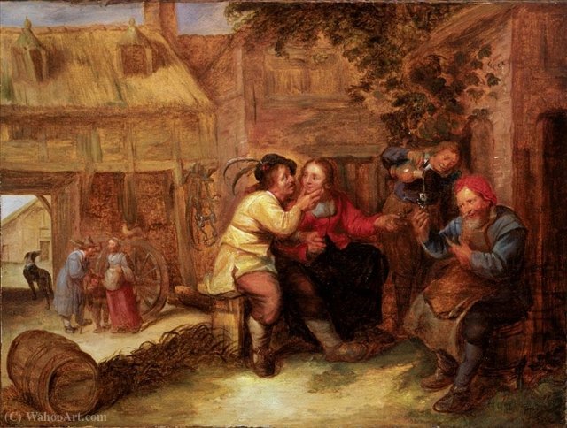 Order Paintings Reproductions Peasants drinking outside a tavern by Joos Van Craesbeeck | ArtsDot.com