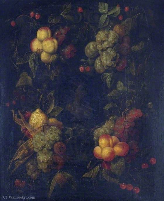 Order Oil Painting Replica Fruit Garland Encircling a Relief by Joris Van Son (1542-1601, Belgium) | ArtsDot.com