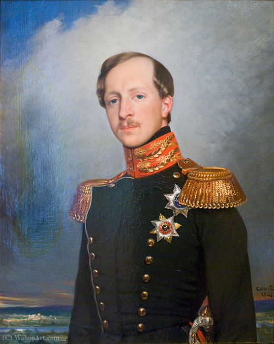 Order Paintings Reproductions Portrait of prince Peter of Oldenburg in uniform of L-G Preobrajensky Rgiment by Joseph Désiré Court (1797-1865, France) | ArtsDot.com