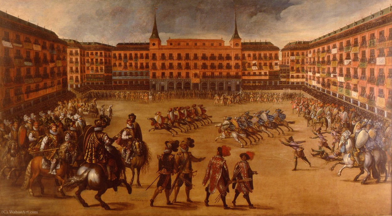 Buy Museum Art Reproductions Festivities in the Plaza Mayor by Juan De La Corte (1597-1660, Spain) | ArtsDot.com