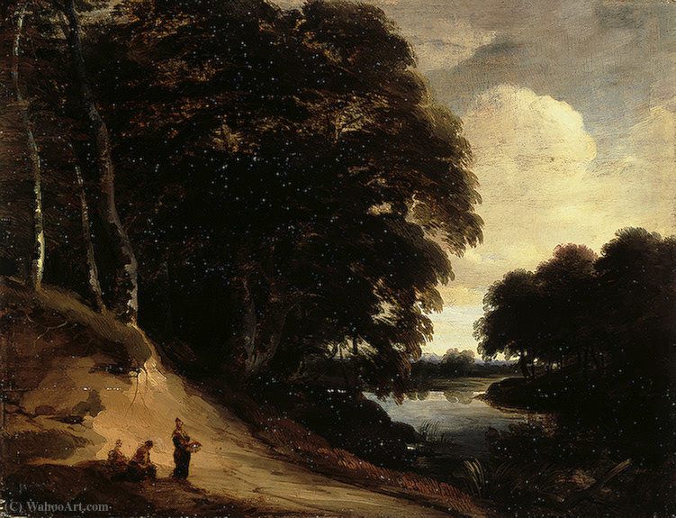 Buy Museum Art Reproductions Forest landscape with river by Lodewijk De Vadder (1605-1655, Belgium) | ArtsDot.com