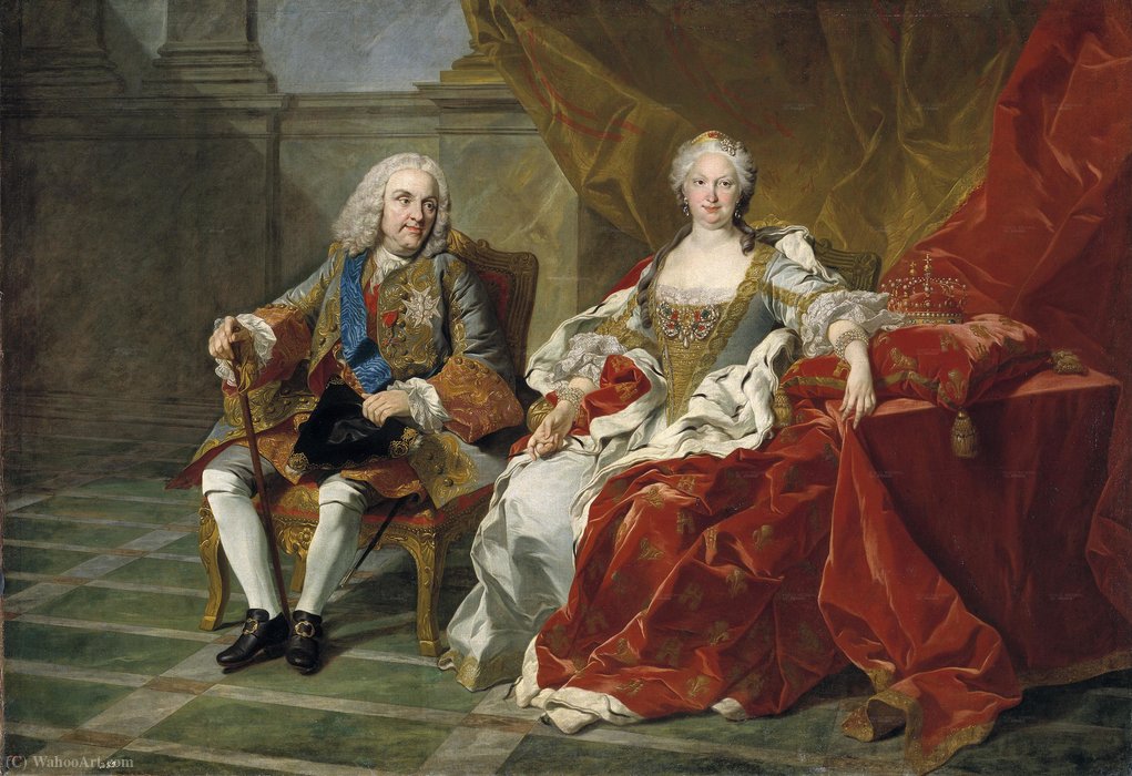 Order Art Reproductions Portrait of Philip V of Spain and Elisabeth Farnese by Louis Michel Van Loo (1707-1771, France) | ArtsDot.com
