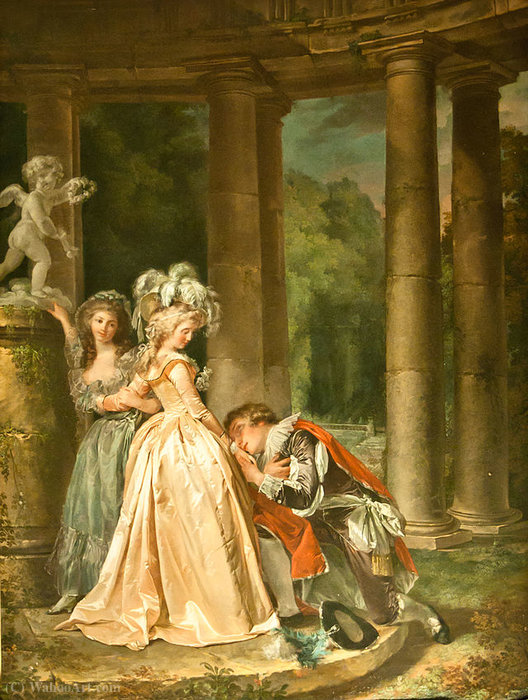 Order Oil Painting Replica The Oath of love by Louis Rolland Trinquesse (1746-1799, France) | ArtsDot.com