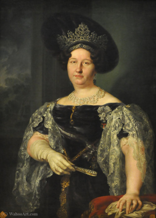 Buy Museum Art Reproductions Portrait of the Queen of the two Sicilies by Luis López Y Piquer (1802-1865, Spain) | ArtsDot.com