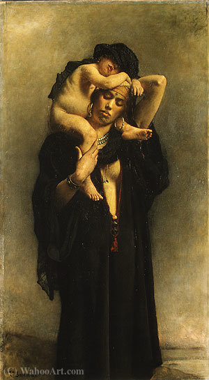 Order Art Reproductions An Egyptian Peasant Woman and Her Child by Léon Joseph Florentin Bonnat (1833-1922) | ArtsDot.com
