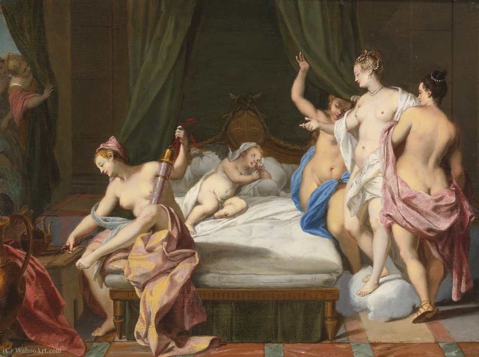 Order Oil Painting Replica Venus and the three Graces tending Cupid by Nicolas Vleughels (1668-1737, France) | ArtsDot.com