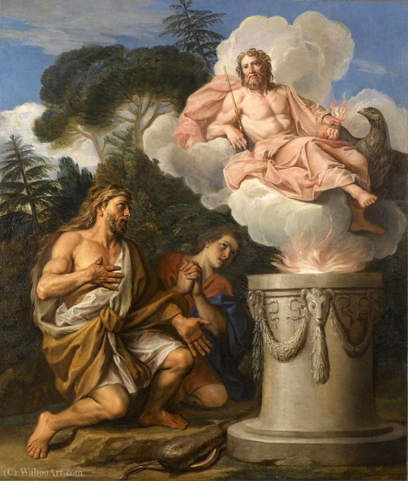 Order Artwork Replica Story of Hercules - Hercules Making a Sacrifice to Jupiter by Noel Nicolas Coypel (1628-1707, France) | ArtsDot.com