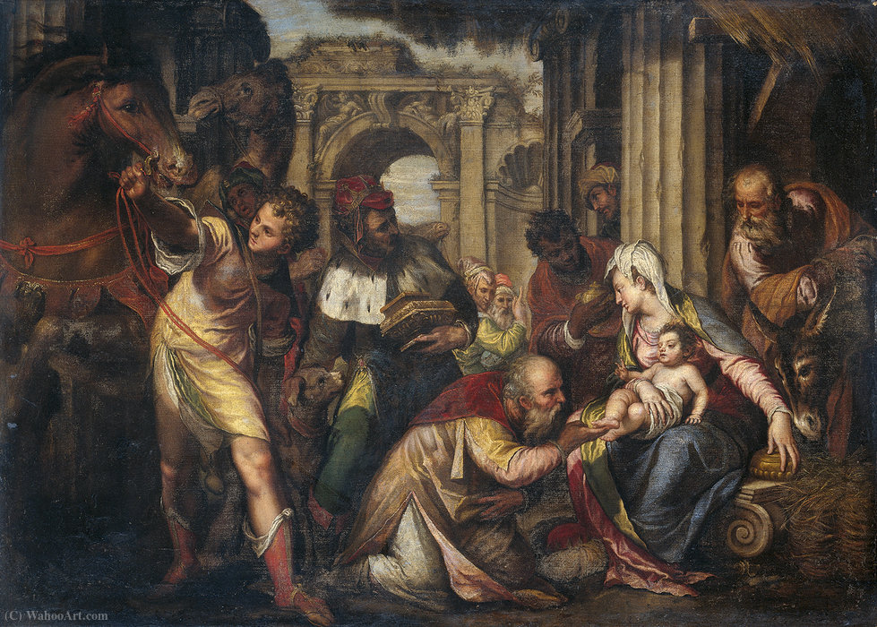 Order Paintings Reproductions The Adoration of the Magi by Paolo Farinati (1524-1606, Italy) | ArtsDot.com