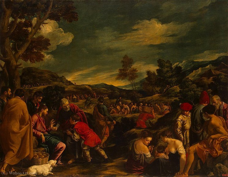 Order Paintings Reproductions Miracle of the loaves and fishes by Pedro Orrente (1580-1645, Spain) | ArtsDot.com
