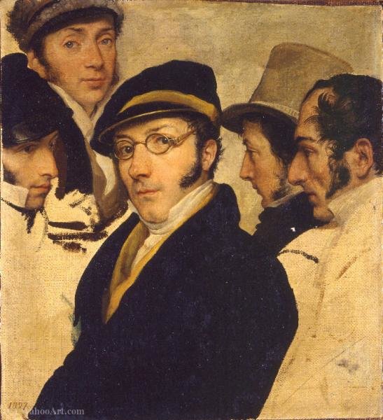 Order Oil Painting Replica Self-portrait in a group of friends by Pelagio Palagi (1775-1860, Italy) | ArtsDot.com