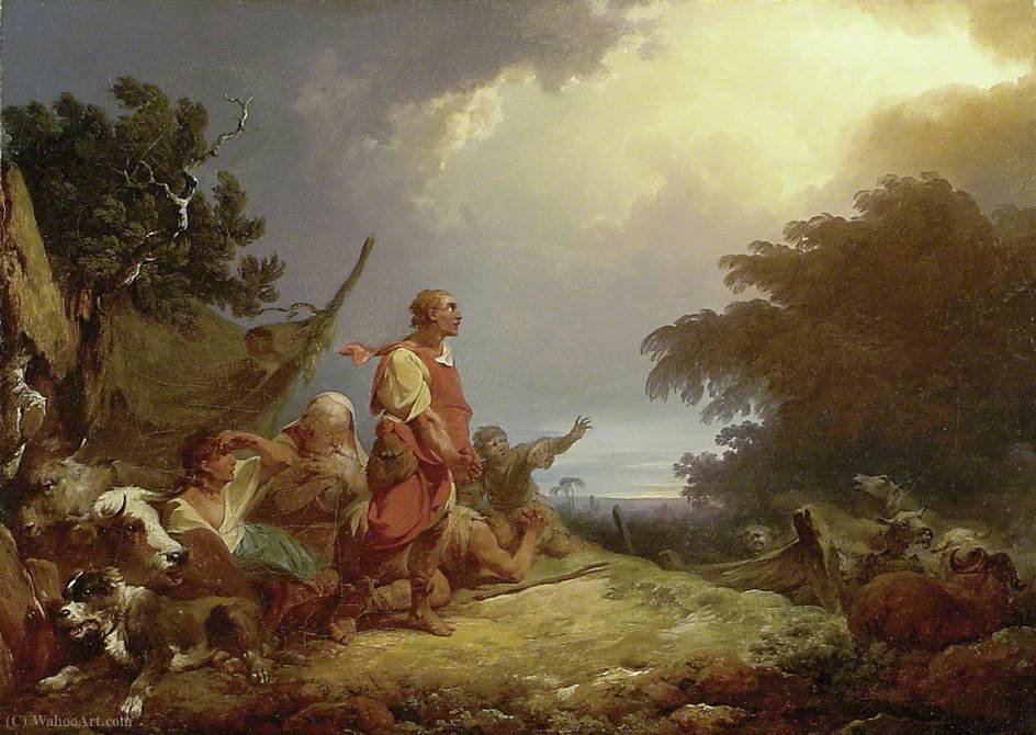Buy Museum Art Reproductions The Angel appearing to the Shepherds by Philip Jacques De Loutherbourg (1740-1812, France) | ArtsDot.com