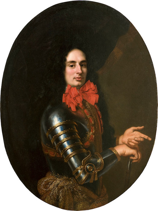 Order Oil Painting Replica Portrait of a Gentleman with armor and red scarf by Pier Francesco Cittadini (1616-1681, Italy) | ArtsDot.com