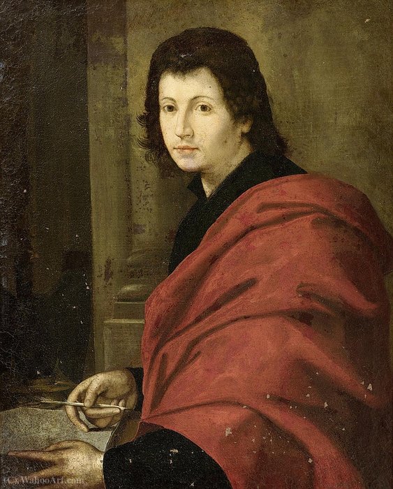 Order Art Reproductions Portrait of a man, writing by Pierfrancesco Di Jacopo Foschi (1502-1597, Italy) | ArtsDot.com