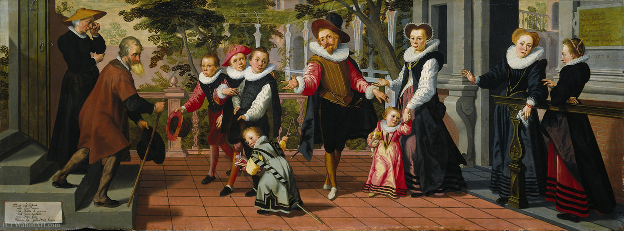 Buy Museum Art Reproductions Rich kids, poor parents by Pieter Pietersz (1540-1603, Belgium) | ArtsDot.com