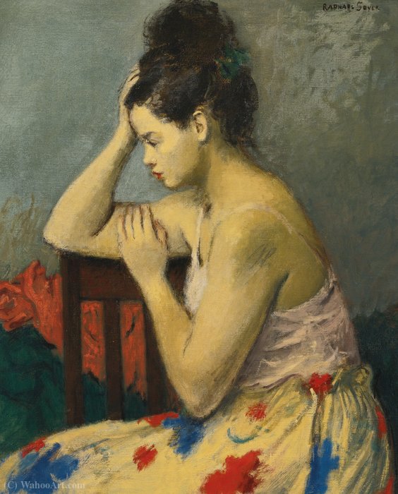 Order Art Reproductions The flowered skirt by Raphael Soyer (Inspired By) (1899-1987, Russia) | ArtsDot.com