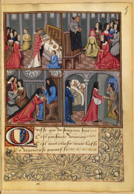 Order Oil Painting Replica Scenes of a pious lady, miniature extracted Dialogue in praise of female by Robinet Testard (1470-1531, France) | ArtsDot.com