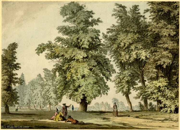 Order Paintings Reproductions A park scene, with a group of two ladies and a man seated on the grass by Samuel Hieronymous Grimm (1733-1794, Switzerland) | ArtsDot.com