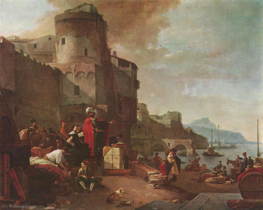 Order Oil Painting Replica Italian port by Thomas Wijck (1616-1677, Netherlands) | ArtsDot.com