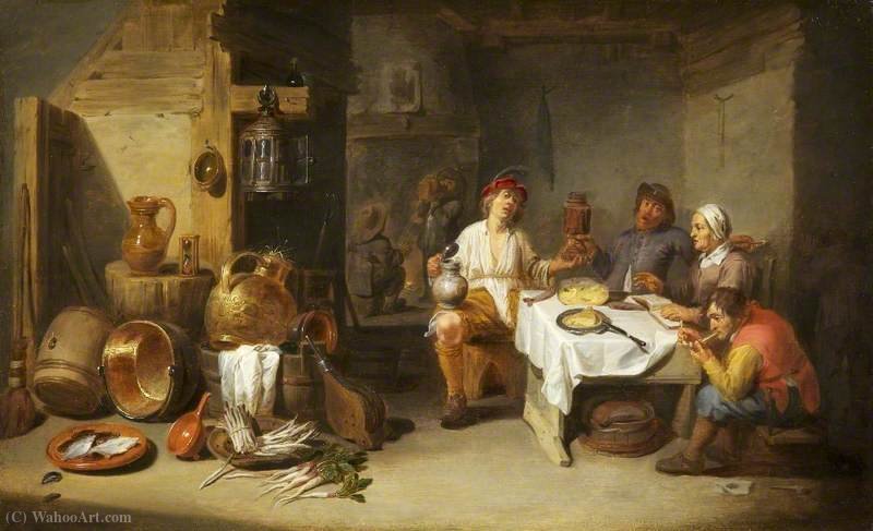Buy Museum Art Reproductions A Poor Company at a Table in a Rustic Kitchen (Le petit chaudron) by Willem Van Herp (1614-1677, Belgium) | ArtsDot.com