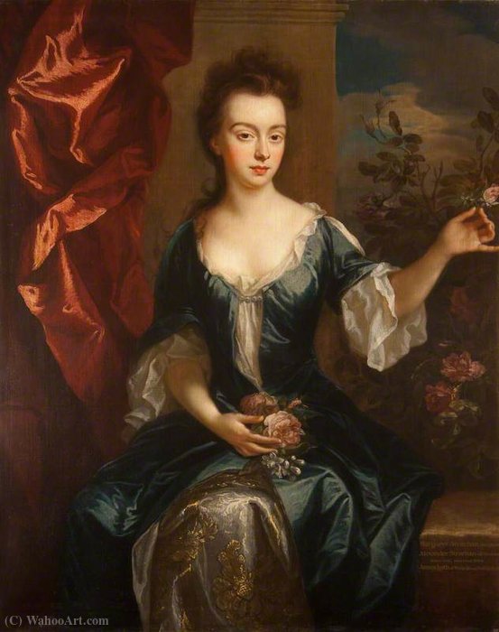 Order Paintings Reproductions Mrs James Leith, née Margaret Strachan, Wife of James Leith of Leith Hall by Willem Wissing (1656-1687, Netherlands) | ArtsDot.com