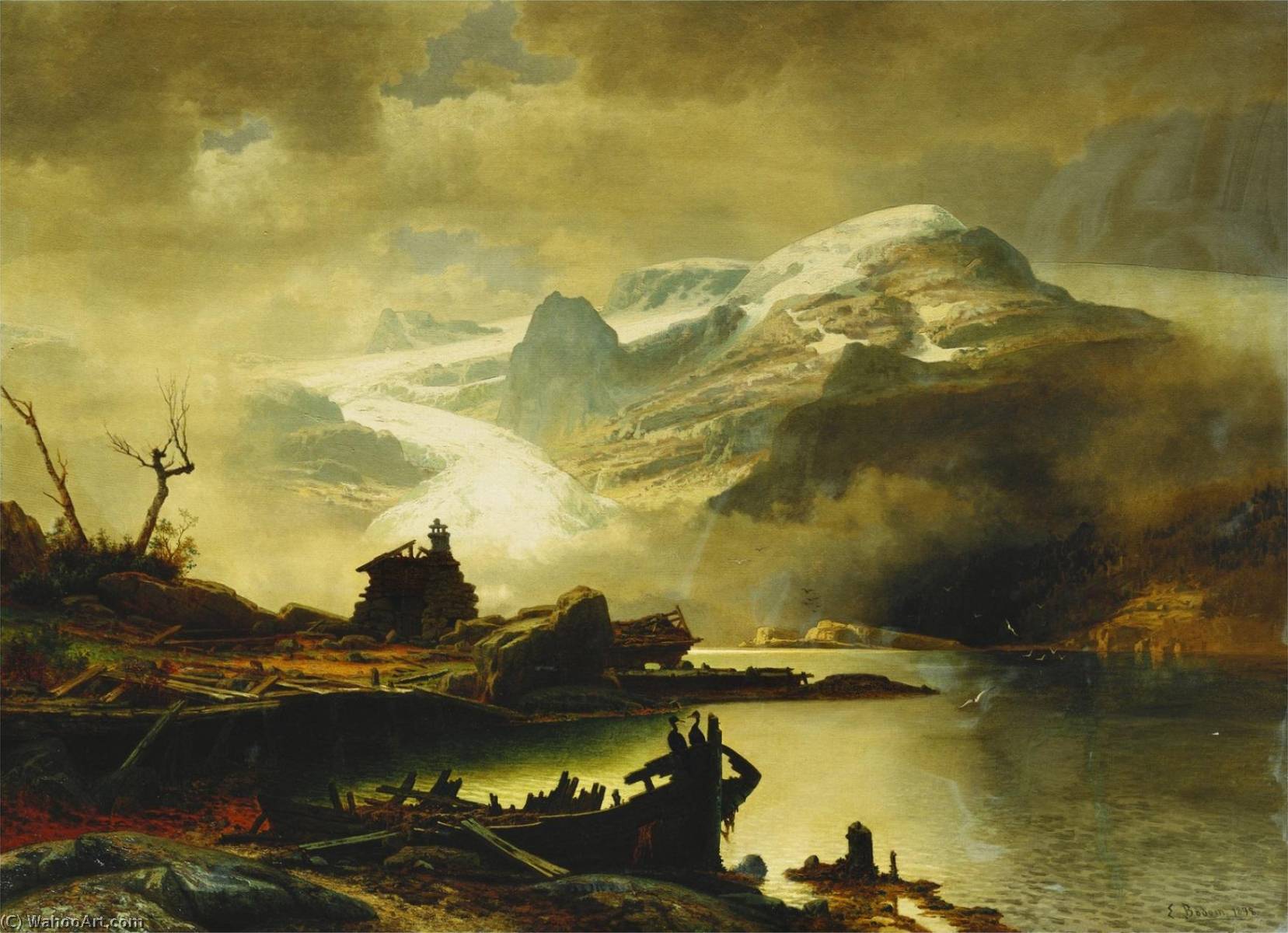 Order Artwork Replica The Bondhus Glacier in Sunnhordland, 1878 by Erik Bodom (1829-1879) | ArtsDot.com