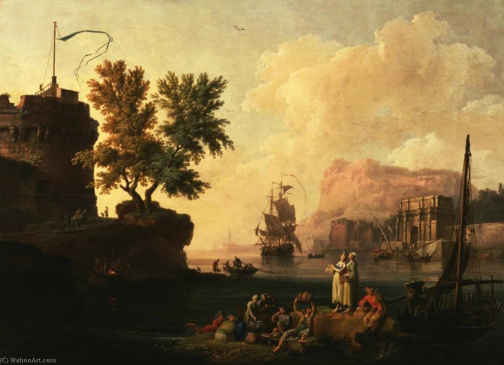 Buy Museum Art Reproductions Mediterranean Harbor Scene, 1763 by Pierre Jacques Volaire (1729-1799, France) | ArtsDot.com