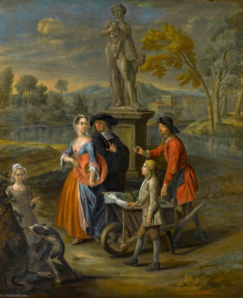 Order Paintings Reproductions A Vegetable Seller and his Son by Joseph Van Aken (1699-1749) | ArtsDot.com