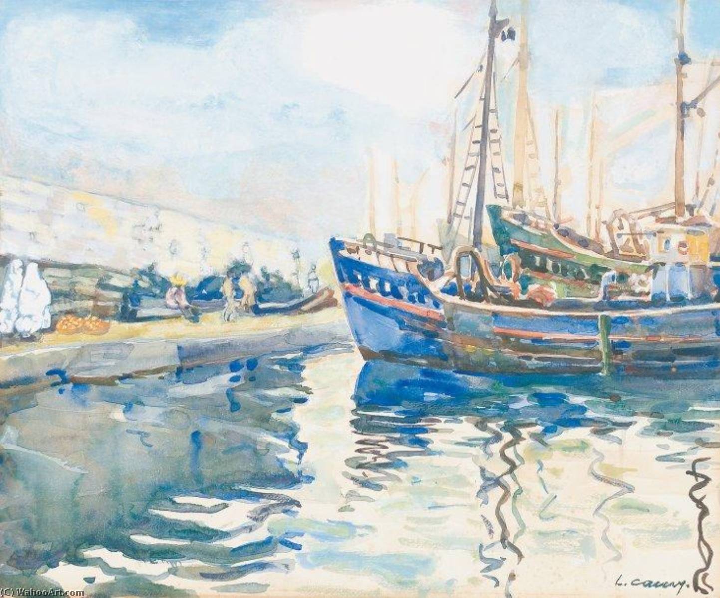 Order Paintings Reproductions In the Port of Algiers by Léon Cauvy (1874-1933) | ArtsDot.com