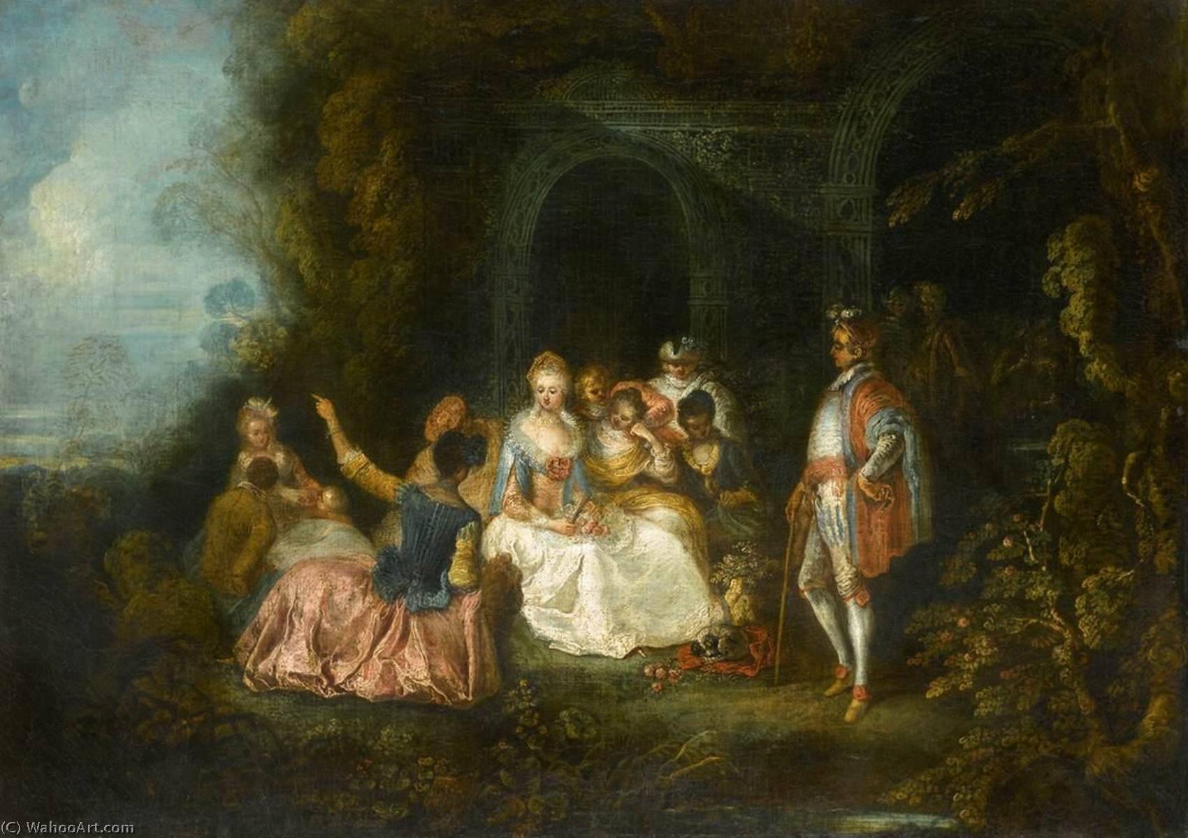 Order Art Reproductions Amorous Couples in a Garden Setting by Pierre Antoine Quillard (1700-1733) | ArtsDot.com