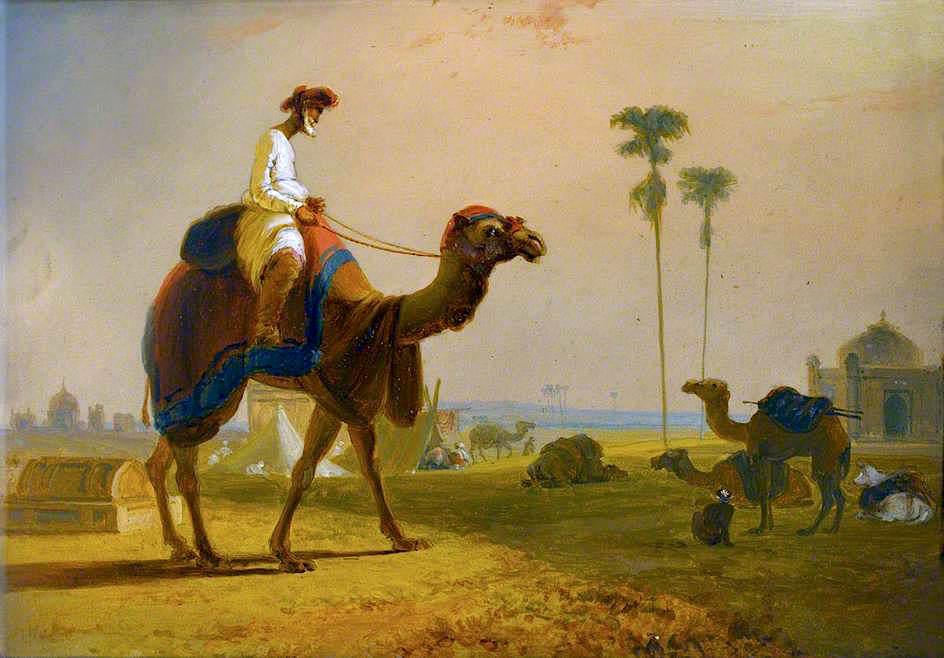 Order Paintings Reproductions The Hirkarrah Camel (A Scene in the East Indies), 1832 by Thomas And William Daniell (1769-1837, United Kingdom) | ArtsDot.com