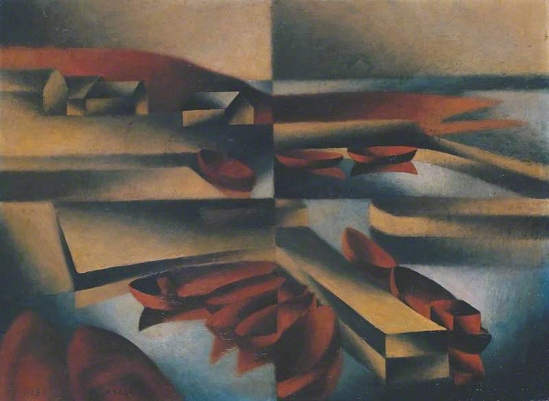 顺序 手工油畫 Harbour。, 1928 通过 Arthur Segal (1875-1944) | ArtsDot.com