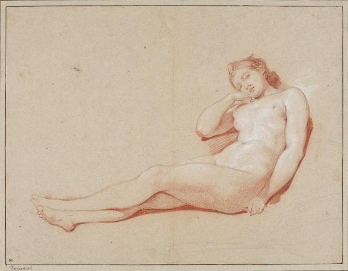 Buy Museum Art Reproductions Naked Young Woman Sleeping by Hugues Taraval (1729-1785) | ArtsDot.com
