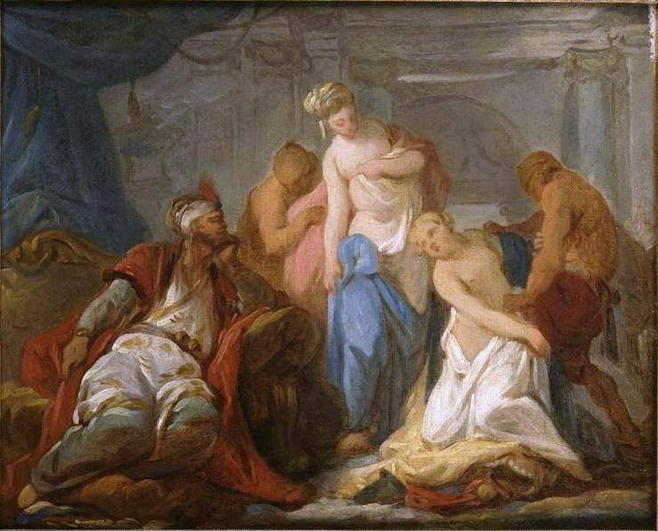 Order Oil Painting Replica The Governor of the Seraglio Chosing the Concubines, 1770 by Hugues Taraval (1729-1785) | ArtsDot.com