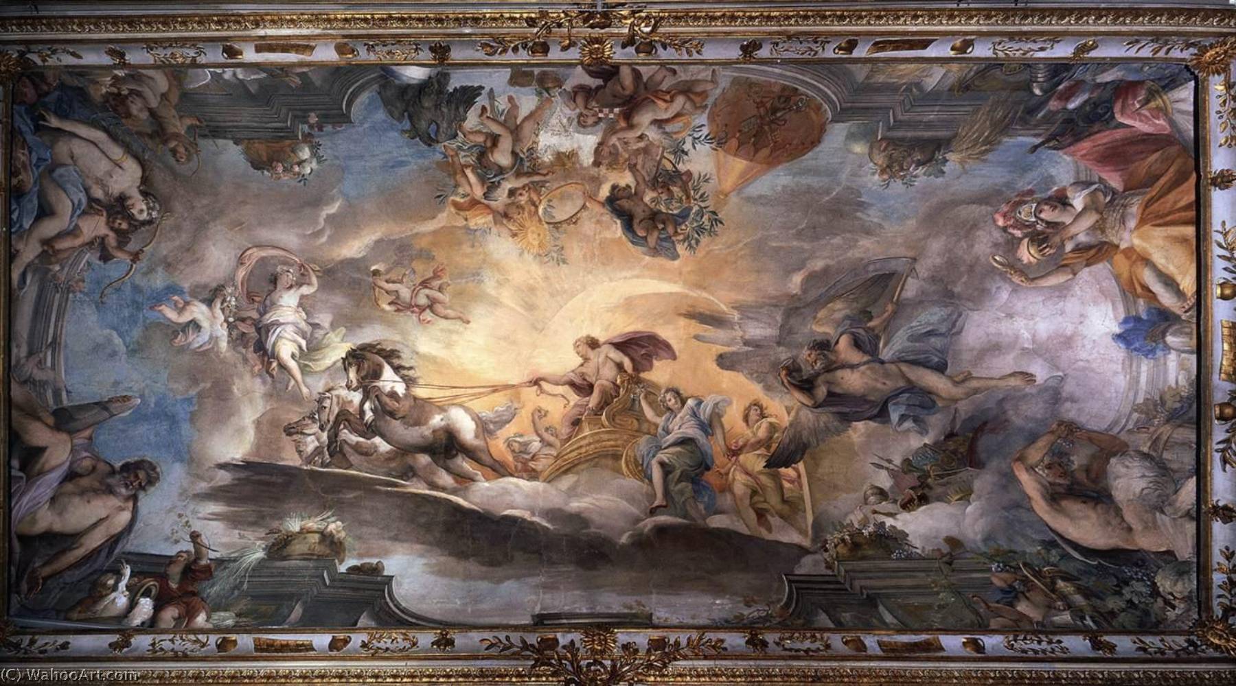 Buy Museum Art Reproductions Aurora and Apollo on the Chariot of the Sun, 1693 by Giuseppe Bartolomeo Chiari (1654-1727) | ArtsDot.com