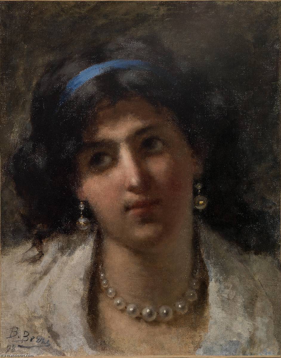Order Art Reproductions Italiano Ritratto femminile, 1898 by Bartolomeo Bezzi (1851-1923) | ArtsDot.com