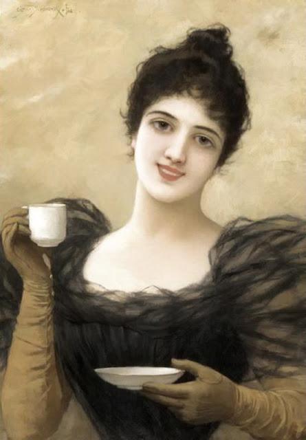 Buy Museum Art Reproductions Lady with coffee cup by Emile Eisman Semenowsky | ArtsDot.com