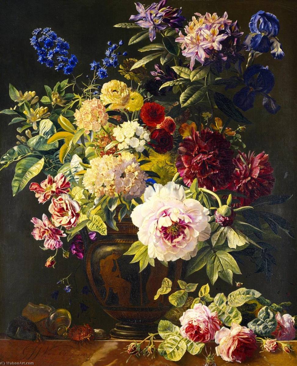 Order Paintings Reproductions Flowers in a Greek Vase, 1821 by Georgius Jacobus Johannes Van Os (1782-1861) | ArtsDot.com
